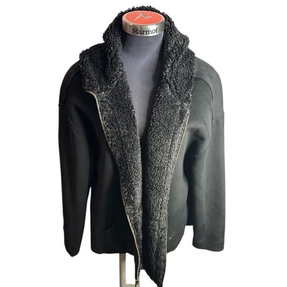 UGG JODY FAUX SHEARLING ZIP UP BLACK HOODIE JACKET WOMEN'S SIZE XL NWT - Picture 4 of 8